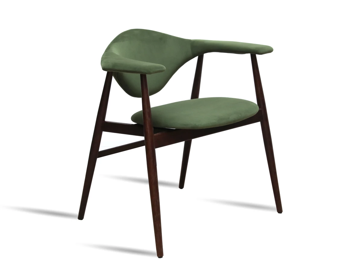  GUBI Masculo Dining Chair - Green Fabric - Ex-Display