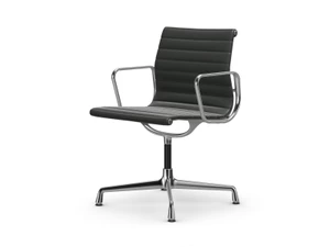 Vitra Eames EA 104 Aluminium Swivel Chair - Leather
