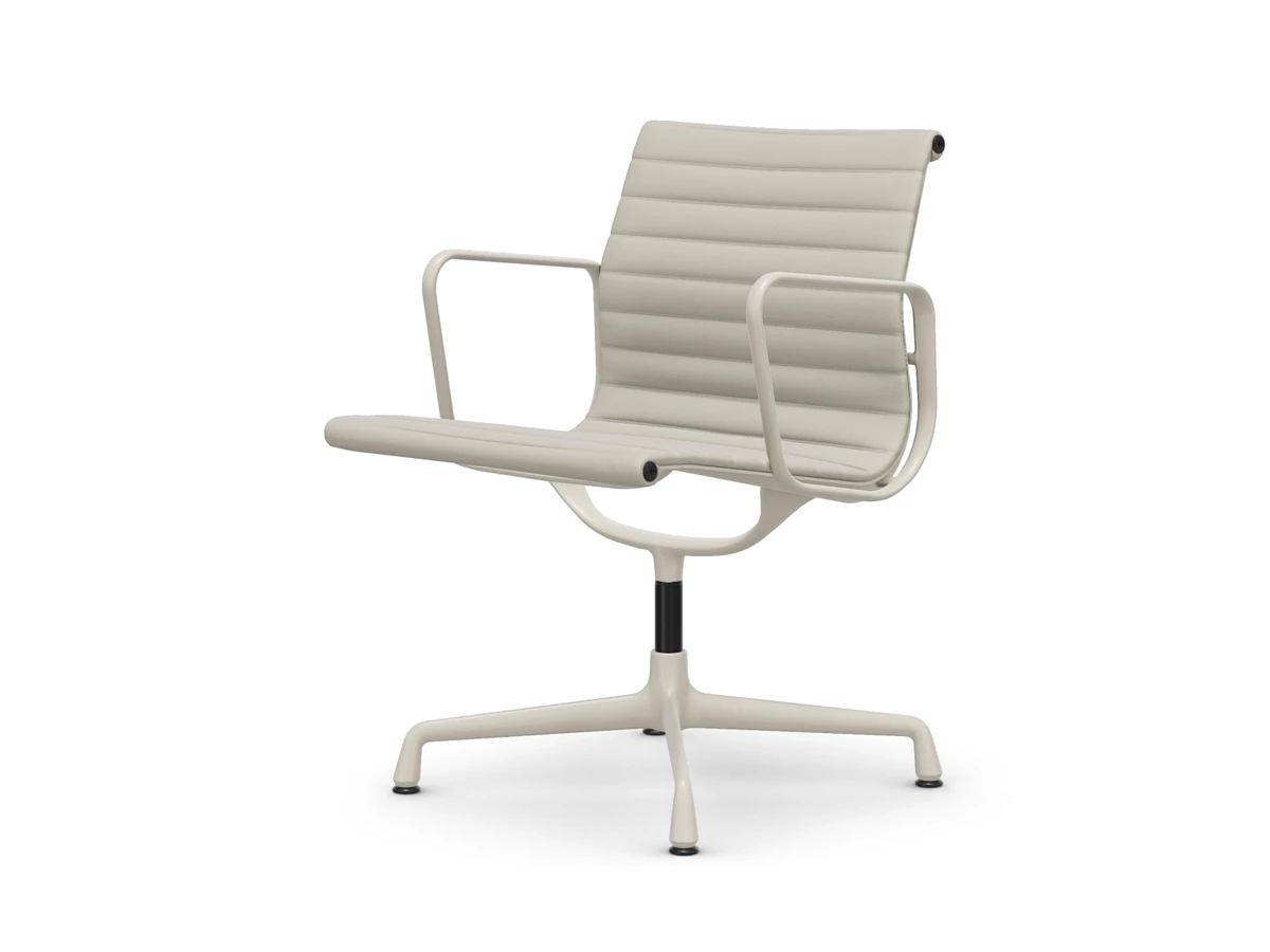 Vitra Eames EA 108 Swivel Aluminium Chair - Leather