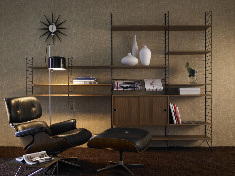 Buy the String Modular Shelving System Walnut & Black at nest.co.uk