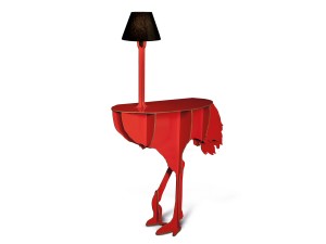 ibride Diva Lucia Ostrich Console Table with Light